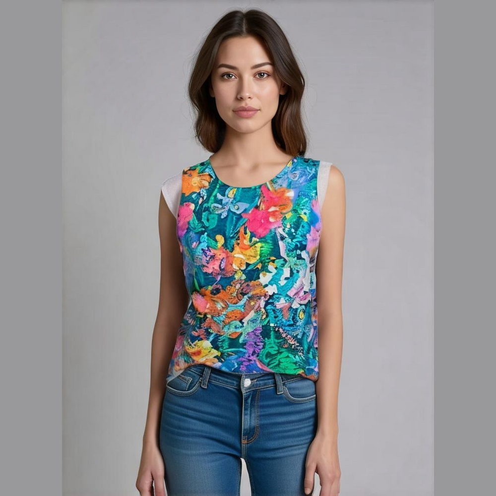 Amanda Uprichard Watercolor silk tank top size small blouse T18